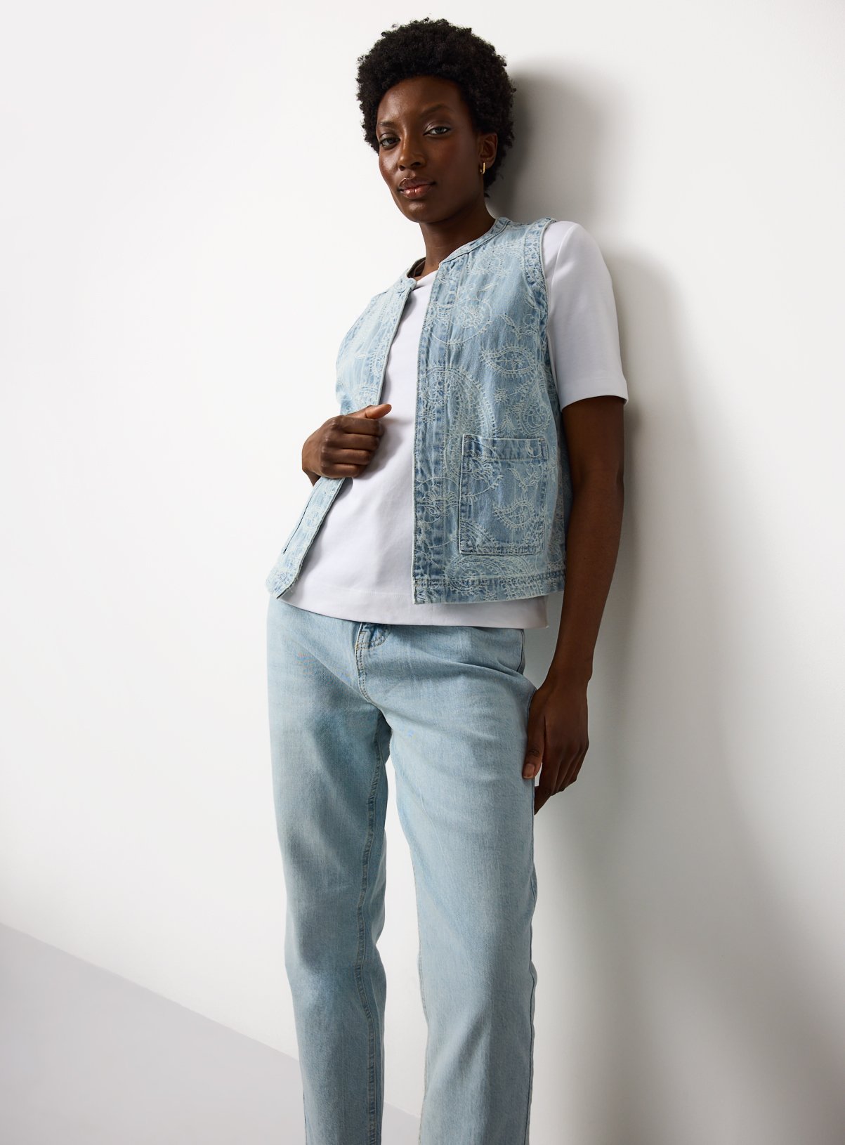Denim Paisley Print Co-ord Waistcoat 22 - Image 2 thumbnail